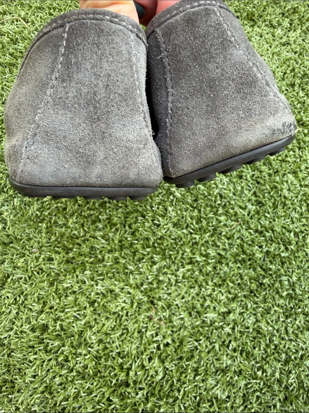 Gucci gray suede driving loafers